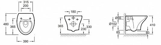 Чаша для подвесного унитаза Jacob Delafon Nouvelle Vague белый, без сиденья  EDK102-00 - 3