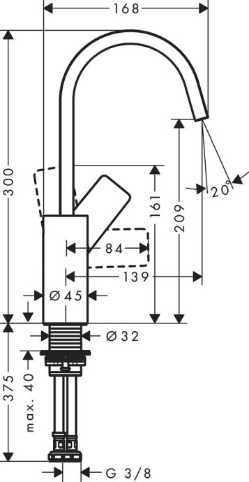 Смеситель для раковины Hansgrohe Vivenis чёрный матовый  75032670 - 1