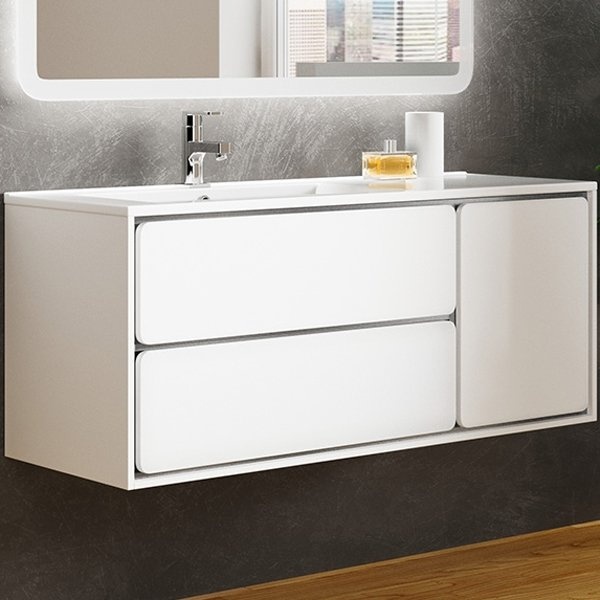 Тумба с раковиной Sanvit Бруно -2 120 L белый глянец - 0