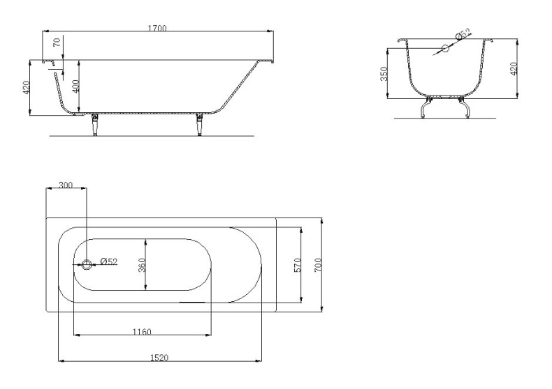 Ванна чугунная OWL Roxen 170x70 OWLIB191102 - 3