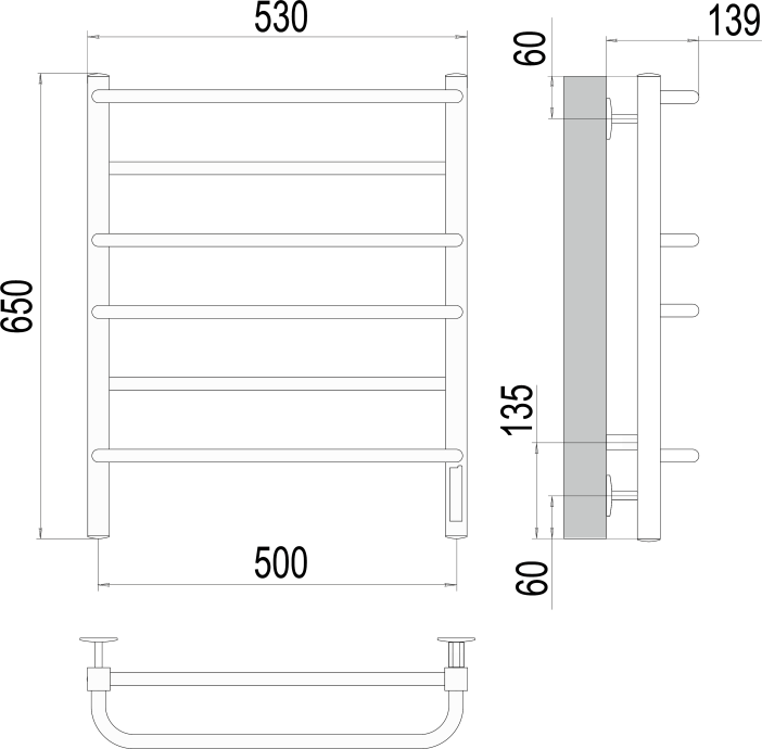 Электрический полотенцесушитель Terminus Евромикс квадро П6 500x650 Хром 4670078531230 - 2