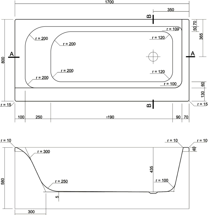 Акриловая ванна Cersanit Smart 170 L 63350 - 12