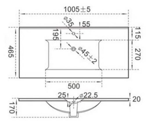 Встраиваемая раковина Gid  100.1 см  NYJ807-100 - 1