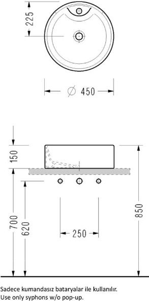 Накладная раковина Serel  45 см  2054 - 1