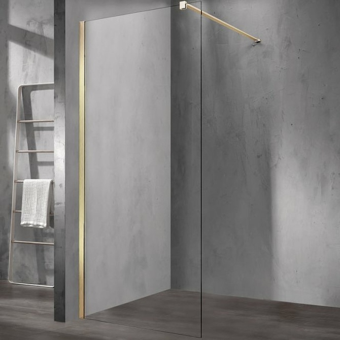 Душевая перегородка Vincea Walk-In 90х200 золото стекло прозрачное VSW-1H900CLG - 0