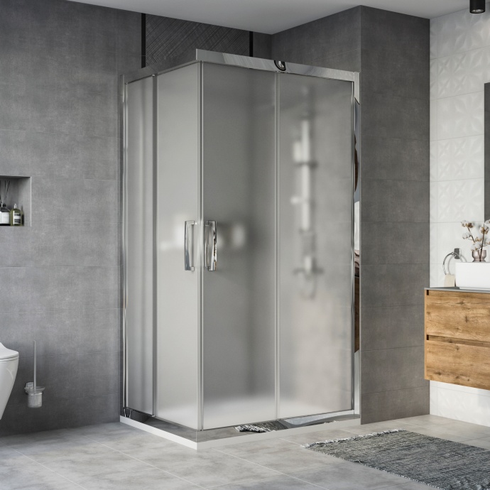 Душевой уголок STWORKI Карлстад DE019RC90110200 110x90 см профиль хром глянец, стекло матовое 3GW138TTKK000 - 0