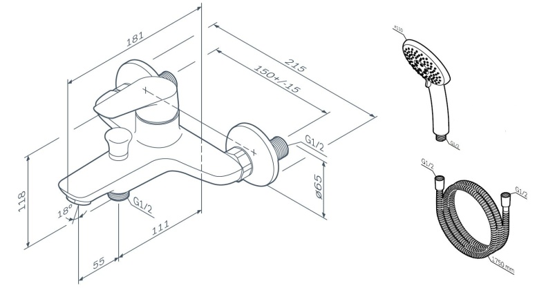 Смеситель AM.PM Joy F85E15000 для ванны с душем - 7