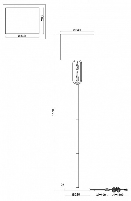 Торшер Freya Riverside FR1007FL-01BS - 1