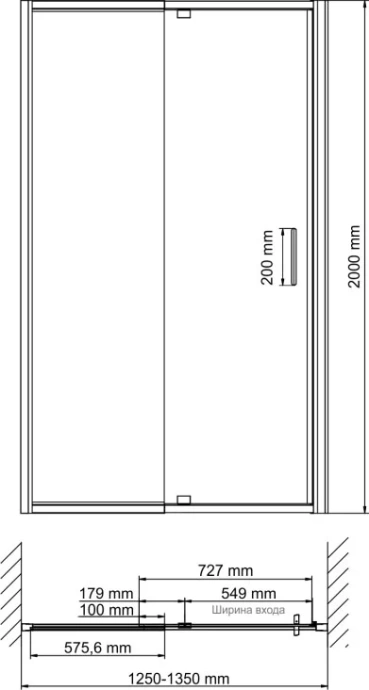 Душевая дверь в нишу Wasserkraft Berkel 130х200 профиль хром стекло прозрачное 48P30 - 2