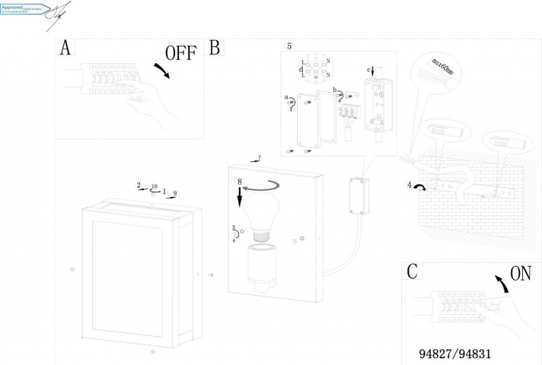Уличный настенный светильник Eglo Alamonte 94827 - 2