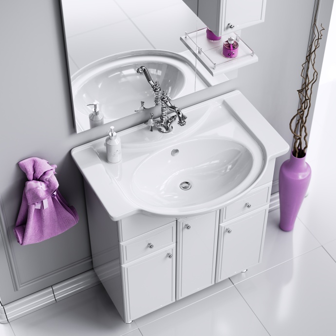 Тумба для комплекта Aqwella Барселона Люкс 85 с бельевой корзиной BA0108K - 3