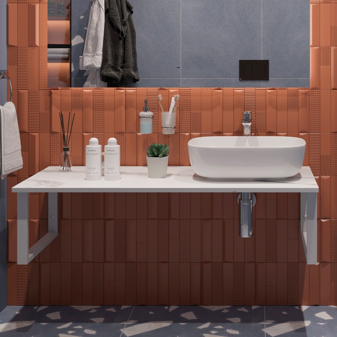 Столешница с раковиной DIWO Элиста 120 белый мрамор, с раковиной Moduo 50 Square 555795 - 0