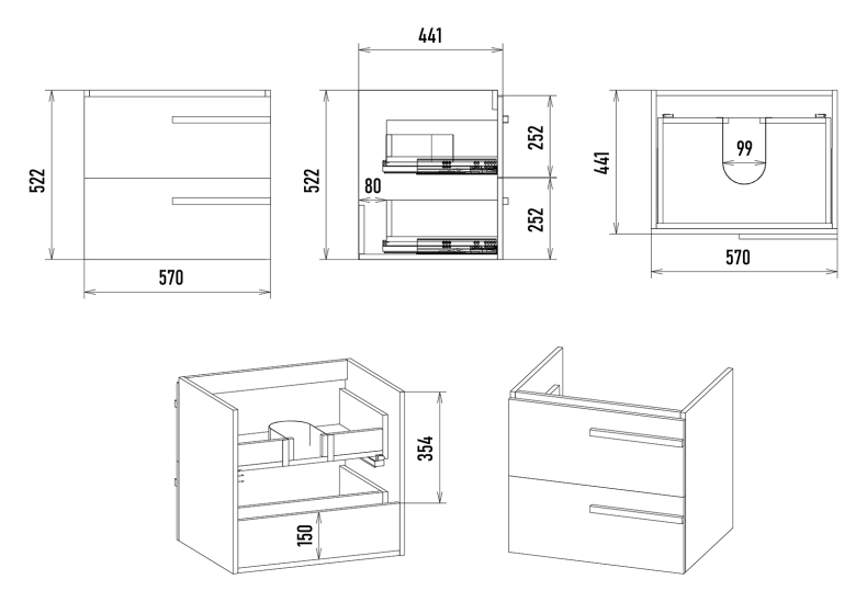 Тумба под раковину подвесная Misty Ненси 60 серый П-Нен-09060-502Я - 6