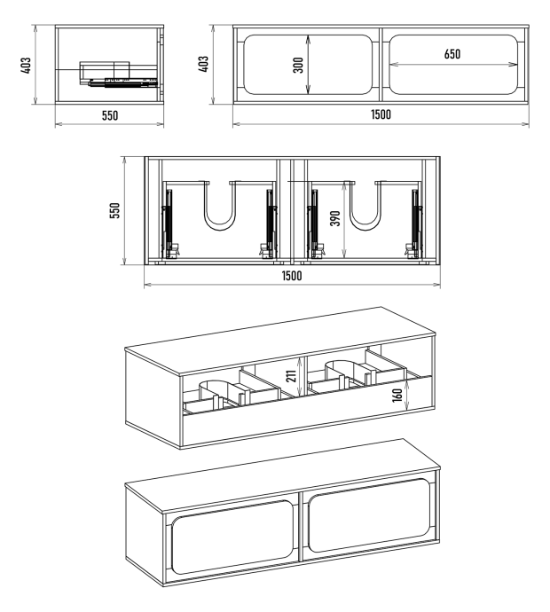 Тумба под раковину Misty Дубль 150 светлое дерево - белая П-Дуб-09150-372Я - 3