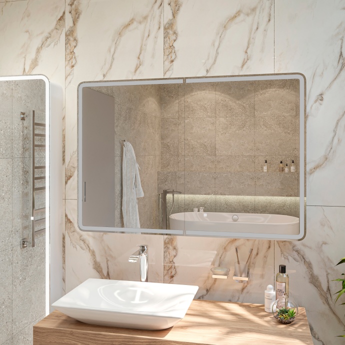 Зеркало-шкаф STWORKI Ольборг МВК078 120, с подсветкой, прямоугольный, большой, навесной, в стиле лофт, с розеткой - 4