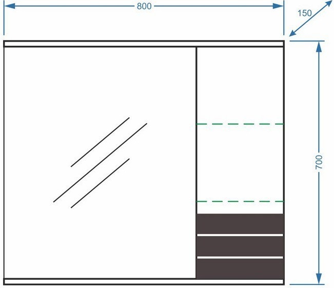 Зеркало-шкаф Stella Polar Алисия 80 белый - темное дерево SP-00000458 - 4