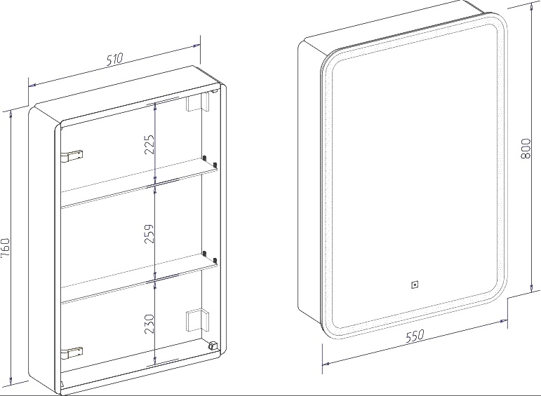Зеркало-шкаф Art&Max Platino R, 55 AM-Pla-550-800-1D-R-DS-F - 4