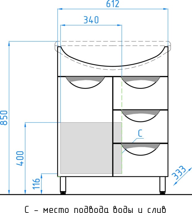 Тумба с раковиной Style Line Жасмин 65 белая - 8