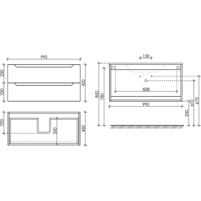 Тумба под раковину подвесная Sancos Norma 2.0 100 белая глянцевая NR2.0100W - 4