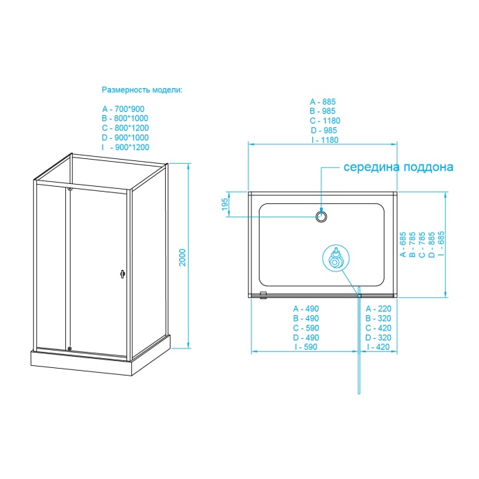 Душевая кабина  70* 90*200 RGW AN-207 Прямоуг./Белый/Frost Line/5 мм (3 уп.) 411320779-95 - 1
