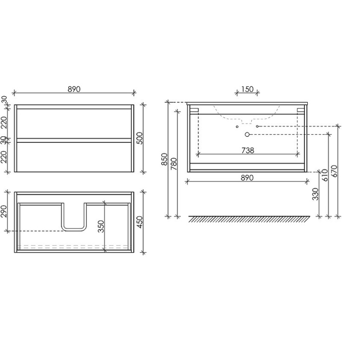 Тумба под раковину подвесная Sancos Libra 90 светлое дерево LB90ECH - 5