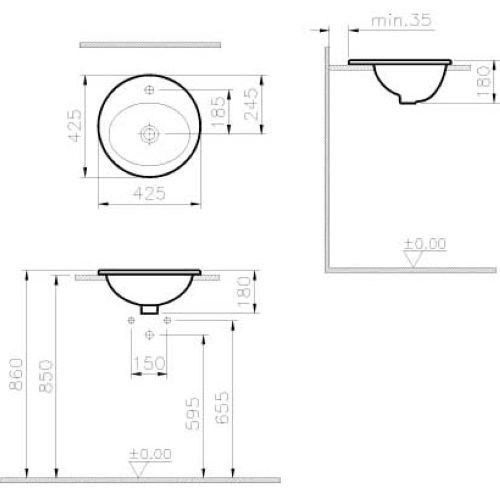 Встраиваемая раковина Vitra S20 43 см  5466B003-0001 - 1
