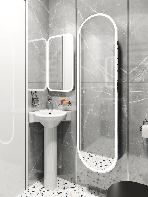 Комплект  Раковина DIWO Псков 0100 угловая + Зеркало DIWO Псков 40 с подсветкой + Сифон для раковины Wirquin Минор с отводом для стиральной машины + П 550542 - 1