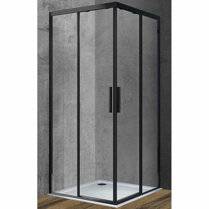 Душевой уголок Vincea Soft 100х100 черный стекло прозрачное VSS-3SO100CLB - 0