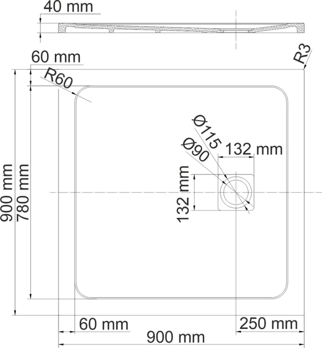 Поддон для душа Wasserkraft Neime 90х90 черный матовый 19T03 - 1