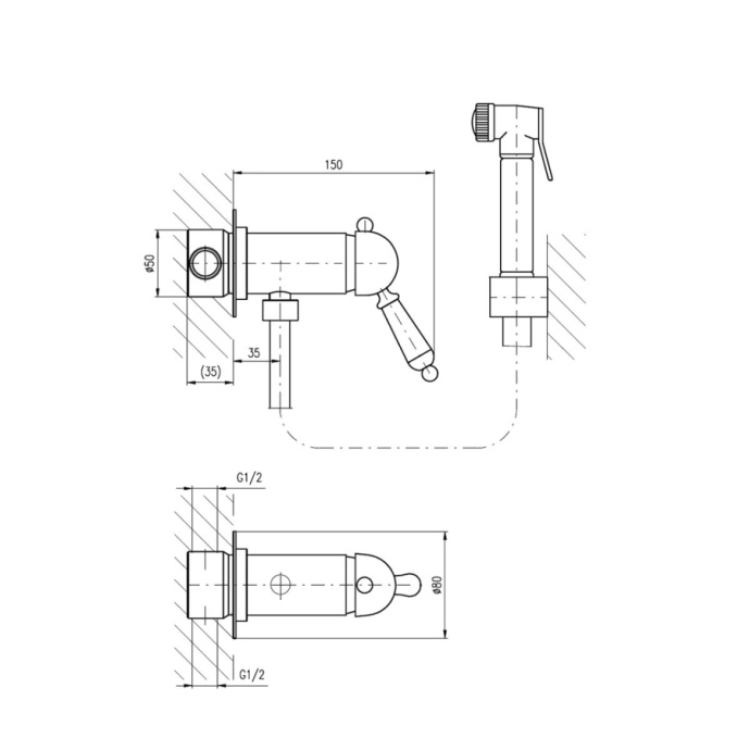 Гигиенический душ Rav-Slezak Labe со смесителем хром L547/1 - 1