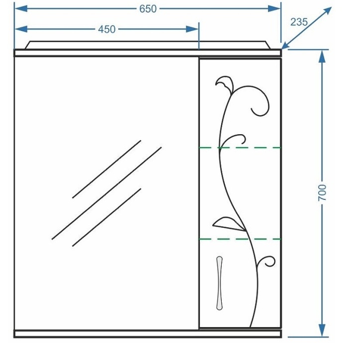 Зеркало-шкаф Stella Polar Фантазия 65 R с подсветкой белый SP-00000225 - 2