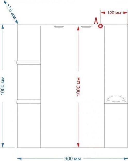Зеркало Misty Кристи 90 R бордо с подсветкой П-Кри02090-101СвП - 2