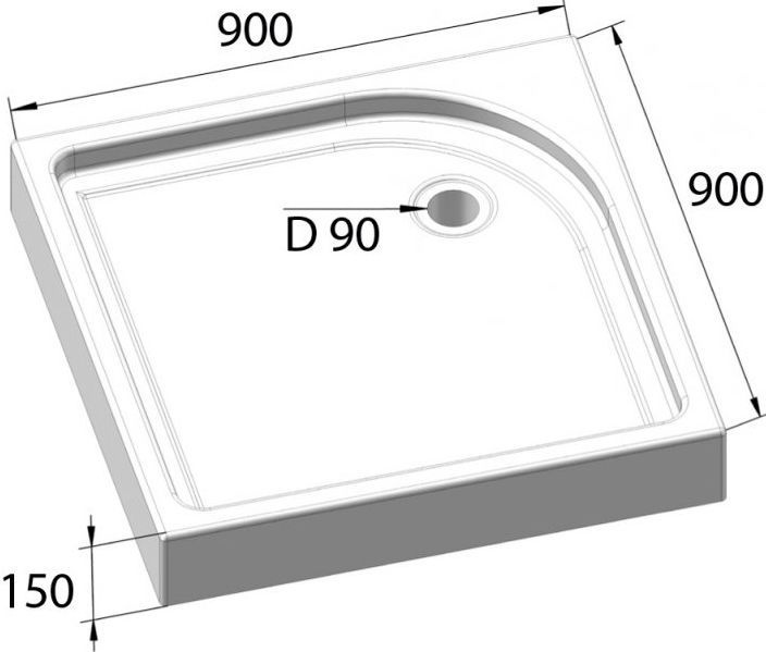 Поддон для душа BelBagno Tray 90х90 TRAY-BB-A-90-15-W - 6