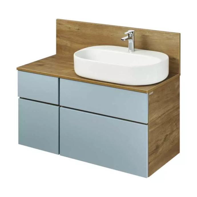 Тумба с раковиной Одри 62 и столешницей Aquaton Мишель 100 голубой-светлое дерево 1A2569K1MIDR0 - 0