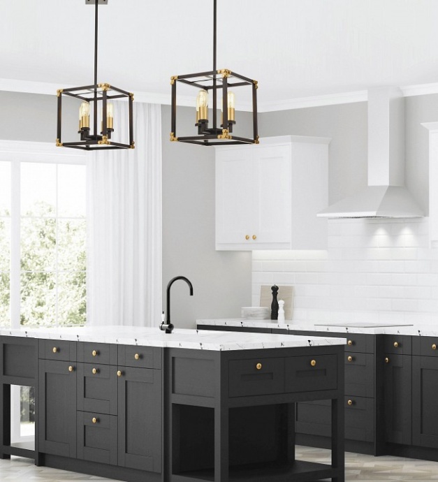 Люстра на штанге LUMINA DECO Waldorf LDP 1140-4 BK+MD - 1