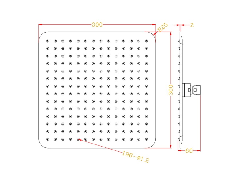 Верхний душ Rav Slezak 30х30 черный матовый KS0004CMAT - 1