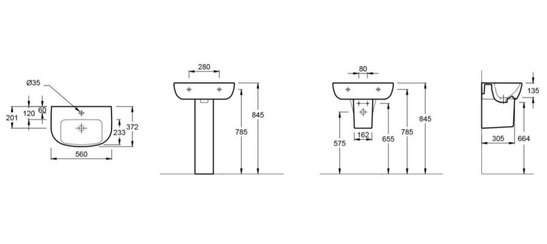 Раковина Jacob Delafon Odeon Up E4755G 56 см E4755G-00 - 1