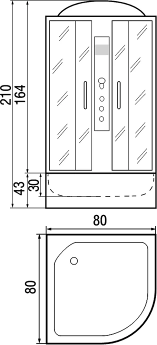 Душевая кабина с поддоном River Desna XL 80/43 MT  10000006139 - 2