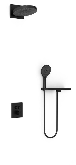 Душевой комплект Vincea Inspire с термостатом черный матовый VSFW-3I21T1RMB - 0