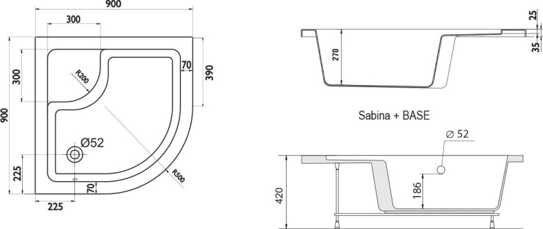 Душевой поддон Ravak Sabina 90x90 см  A217001020 - 5