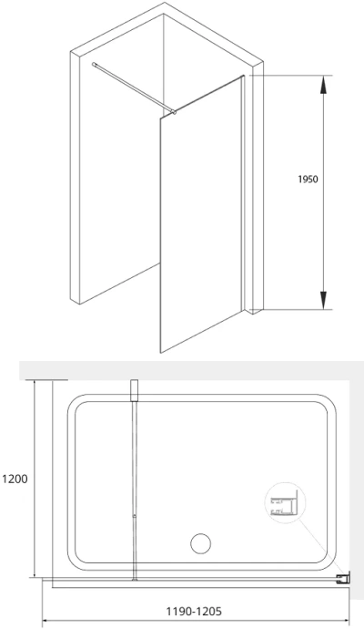 Душевая перегородка RGW Walk In WA-002 120х195 профиль хром стекло прозрачное 35100212-11 - 2