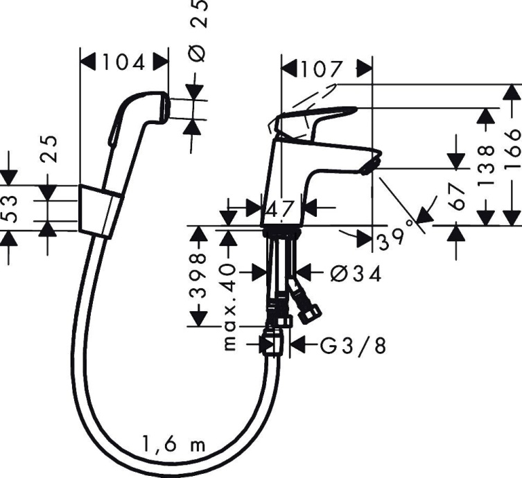 Смеситель Hansgrohe Logis 71290000 для раковины с гигиеническим душем - 10