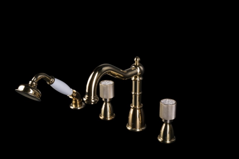 Смеситель на борт ванны Boheme Royal Cristal золото 395-Royal - 1