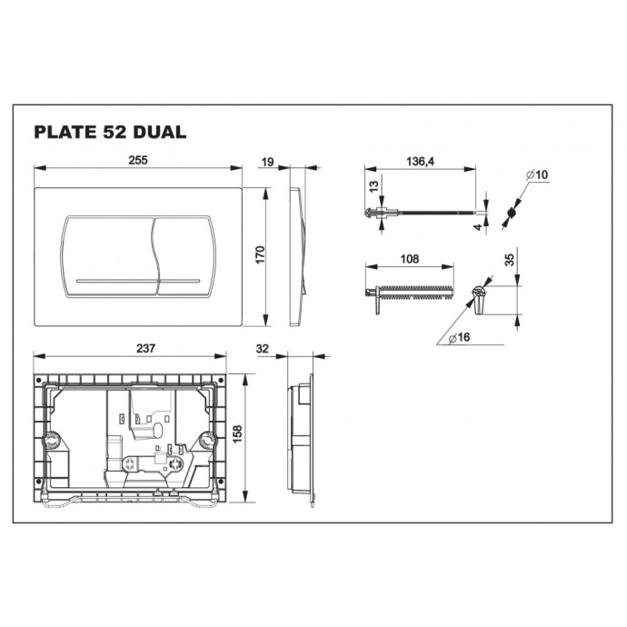 Кнопка смыва Roca Active белый  8901150B0 - 1