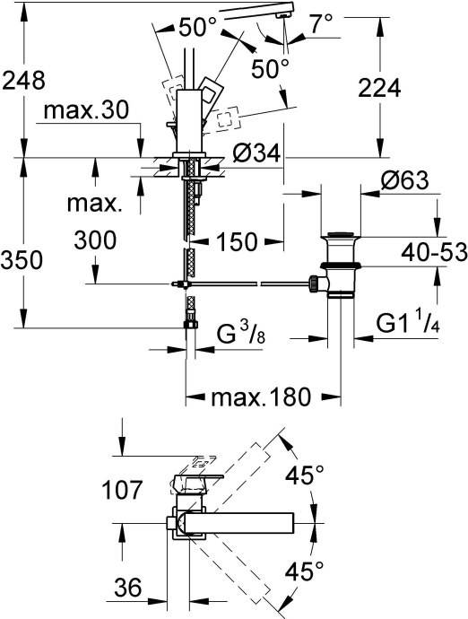 Смеситель Grohe Eurocube 2313500E для раковины - 8