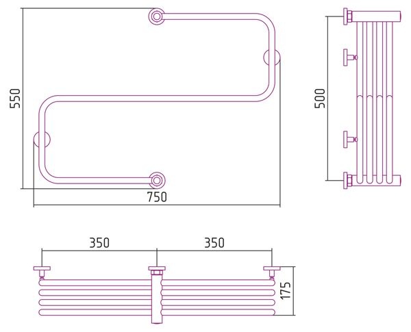Полотенцесушитель водяной ДР Фабула 500х700 (Без покрытия) 00-0125-5070 - 2