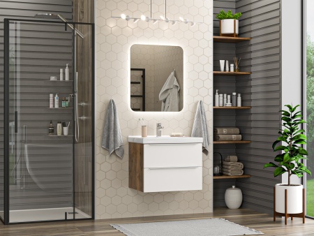 Тумба под раковину Misty Карат 65 светлое дерево матовая П-Кар09065-01/19-2Я - 2