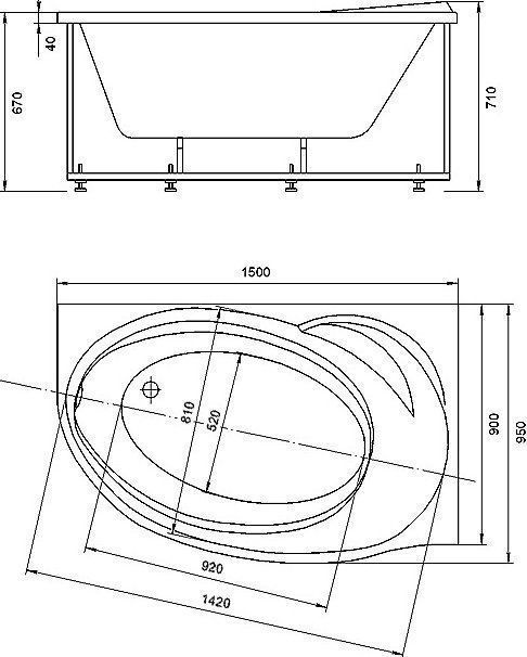 Акриловая ванна 150x95 см Aquatek Бетта BET150-0000058, белый - 1