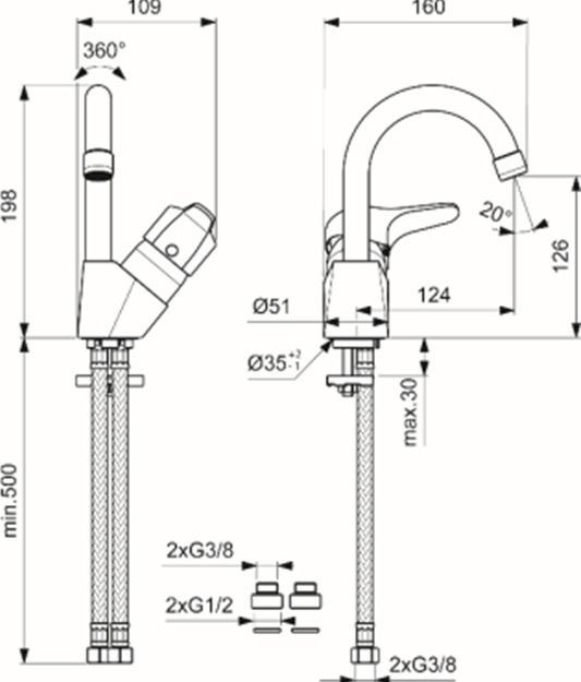 Смеситель для раковины Vidima Next хром  BA367AA - 1