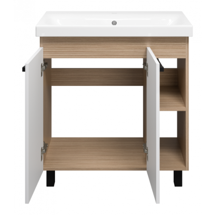 Тумба под раковину Misty Крафт 80 белая - светлое дерево П-Кра-07080-011 - 1